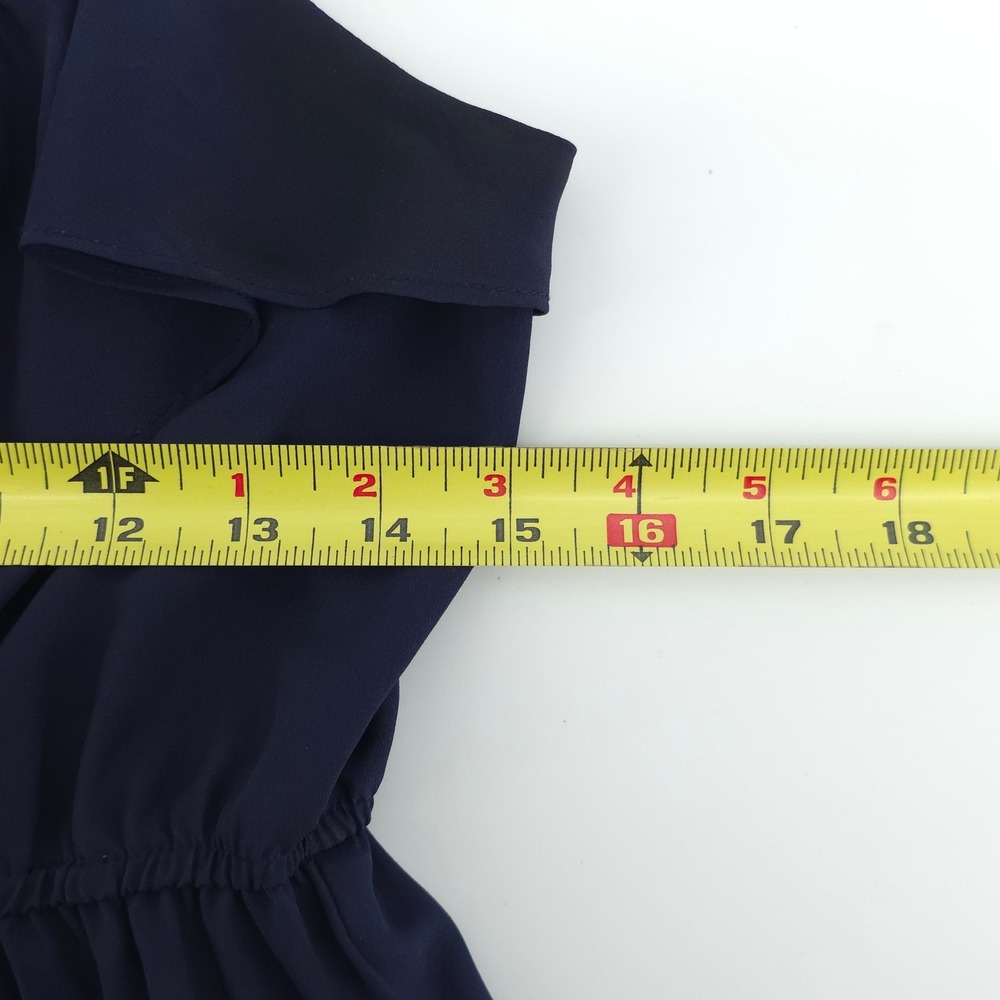 Forever 21 Womens Maxi Dress Small Navy Blue Ruffle Elastic Waist Boho Summer - Picture 8 of 11